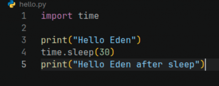 Test program running for 30 seconds